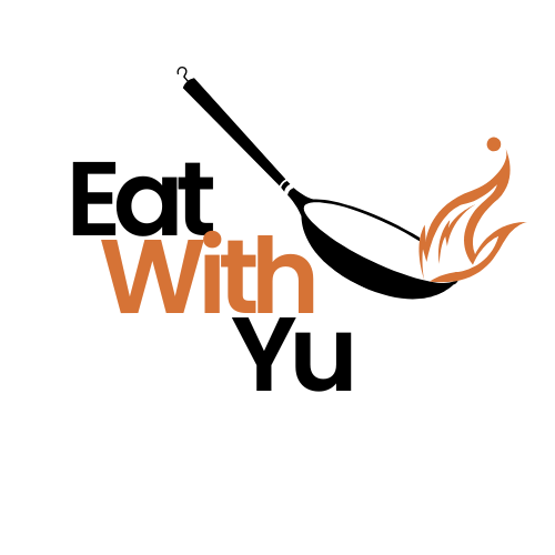 Eat with Yu logo with a frying pan
